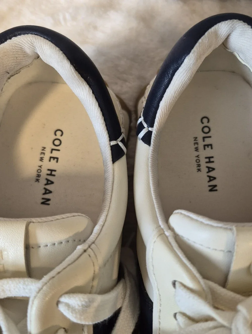 NEW Cole Haan Grandpro Premier Sneakers Women's Sz 9 Ivory/Navy Casual Shoes
